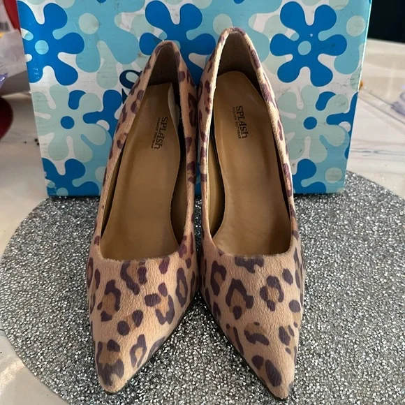 Women’s Splash Animal Leopard Print Heels Sz 7.5 - Picture 3 of 7